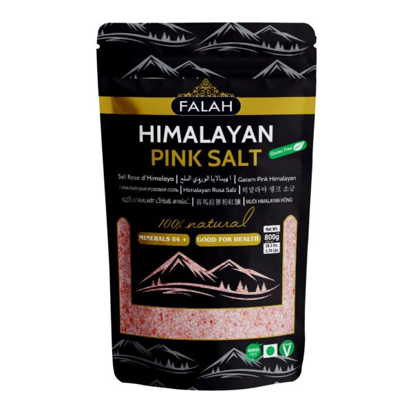 FALAH Himalayan Pink Salt 800g pure natural crystal salt Himalayan pink salt 800gm FALAH brand premium quality Natural Himalayan rock salt 800g for cooking and seasoning FALAH pink salt 800gm mineral rich unrefined salt Himalayan pink salt crystals 800g food grad
